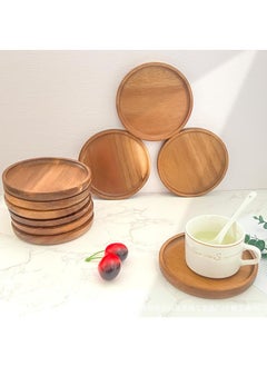 Y&D Wooden Coaster Bowl Mat 13cm Tea Set Coffee Cup Desktop Heat Insulation Mat Round Solid Wood Non-slip Wooden Coaster-Round 13cm * 13cm * 1.5cm  - Image 3