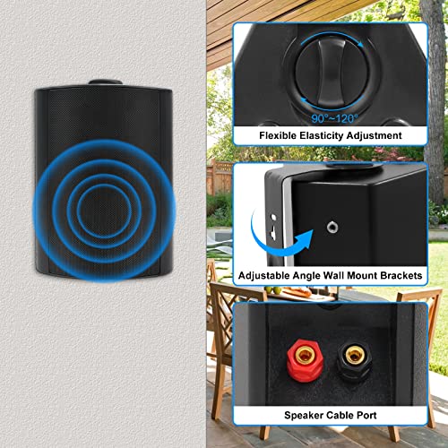 Herdio 525 Inches 600 Watts Passive Indoor Outdoor Speakers Wired WaterproofWall Mount Speakers with Loud Volume Suitable for PatioGarden Home TheaterBlack 2 Pairs - Image 3