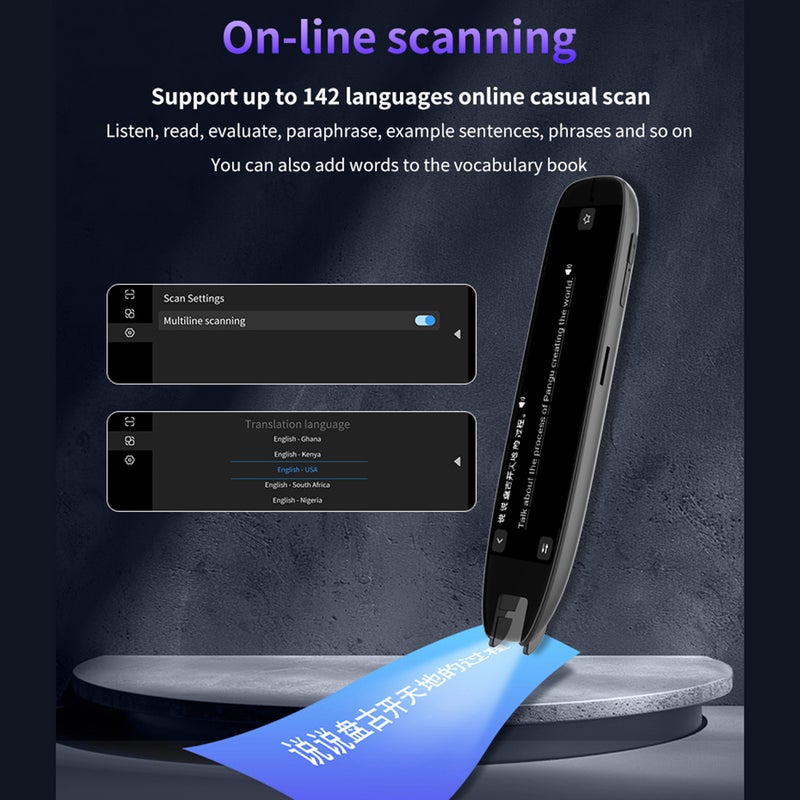 Dictionary Translation Pen Scan Reader Device Text Scanning Reading Translator WiFi/BT Connection 142 Languages Online Photo Translate Languages Chinese/English/Japanese/Korean Voice Translation - Image 4