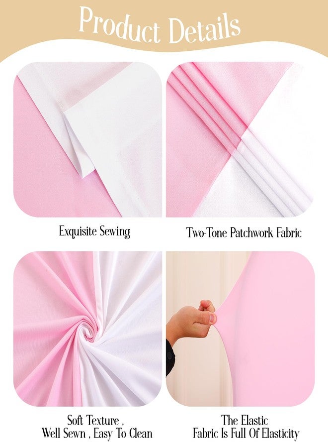 HB HBB MAGIC Pink White Arch Backdrop Cover Set of 2 Arch Covers 7.2 and 6ft Wedding Arch Cover Stretchy Backdrop Bridal Baby Shower Birthday Party Arches Stand Covers Spandex - Image 3