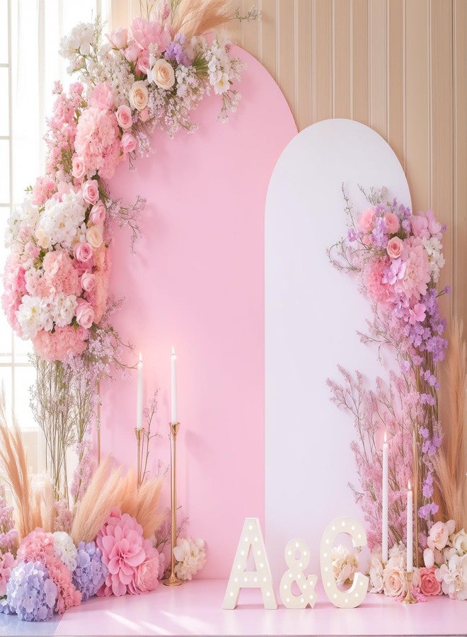HB HBB MAGIC Pink White Arch Backdrop Cover Set of 2 Arch Covers 7.2 and 6ft Wedding Arch Cover Stretchy Backdrop Bridal Baby Shower Birthday Party Arches Stand Covers Spandex - Image 1