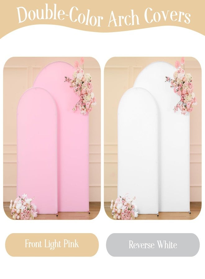 HB HBB MAGIC Pink White Arch Backdrop Cover Set of 2 Arch Covers 7.2 and 6ft Wedding Arch Cover Stretchy Backdrop Bridal Baby Shower Birthday Party Arches Stand Covers Spandex - Image 2