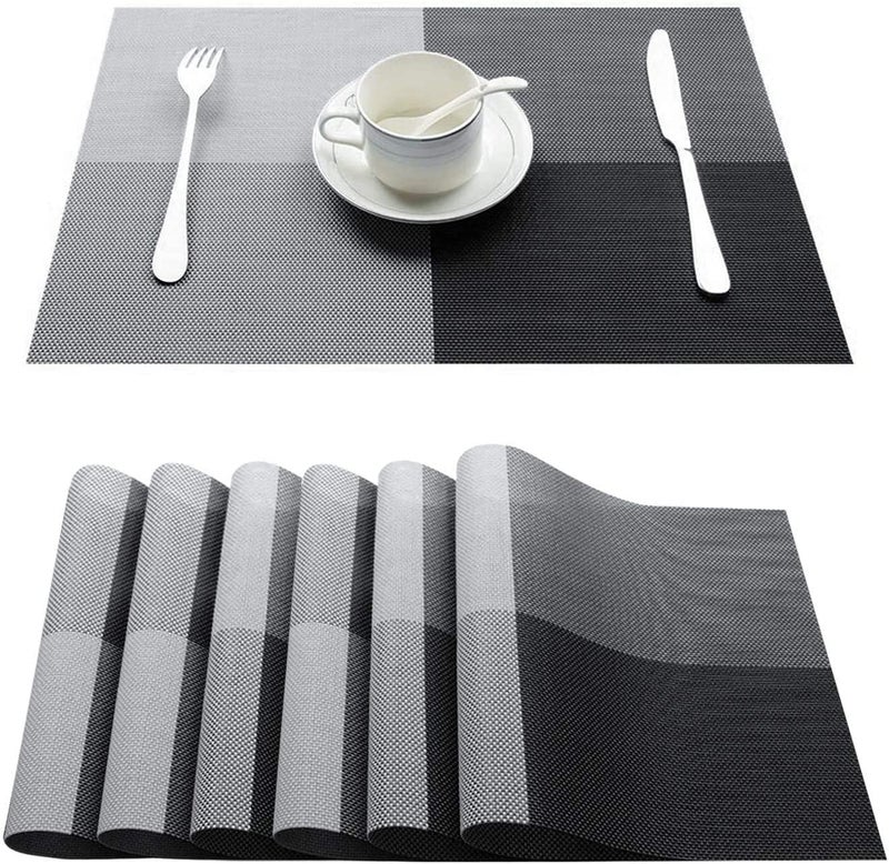 MENOVAS Place Mats Set of 6 Placemats for Dining Table HeatResistant Placemats Stain Resistant Washable PVC Table Mats Kitchen Table Mats 6 - Image 1