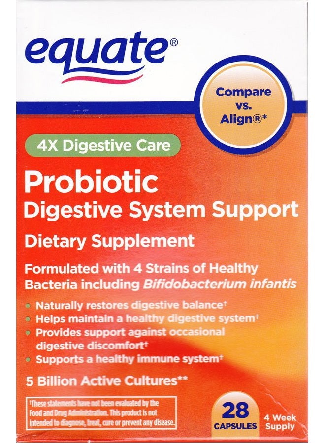 Probiotic, Digestive System Support, 4X Digestive Care, 28 Capsules (Compare vs. Align)
