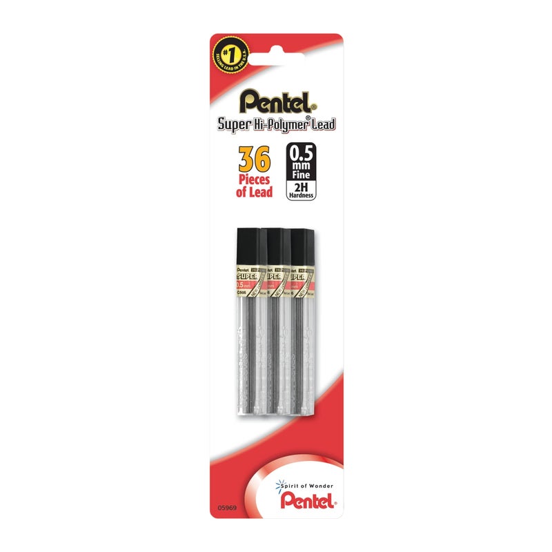 Pentel® Super Hi-Polymer Fine Line Lead Refills, 0.5 mm, 2H Hardness, Pack Of 36 - Image 3