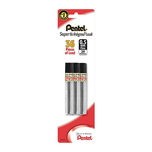 Pentel® Super Hi-Polymer Fine Line Lead Refills, 0.5 mm, 2H Hardness, Pack Of 36 - Image 2