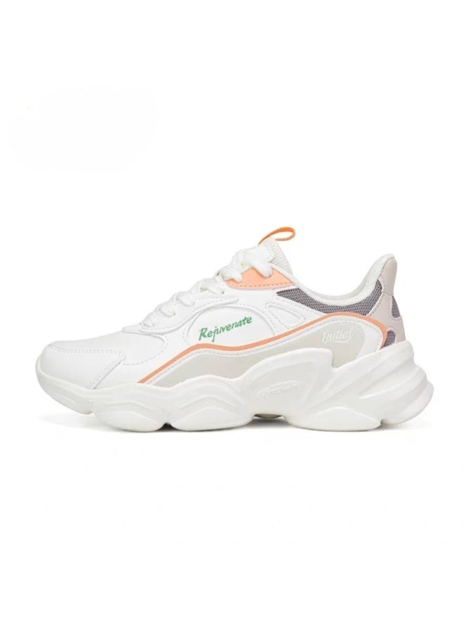 361 Degrees 361° Women's Running Shoes, White with Peach and Grey Accents - Image 1