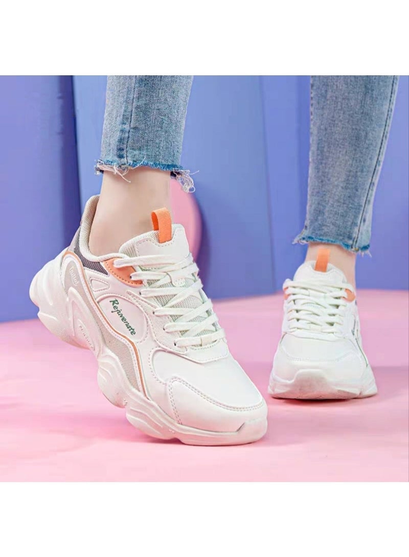 361 Degrees 361° Women's Running Shoes, White with Peach and Grey Accents - Image 5