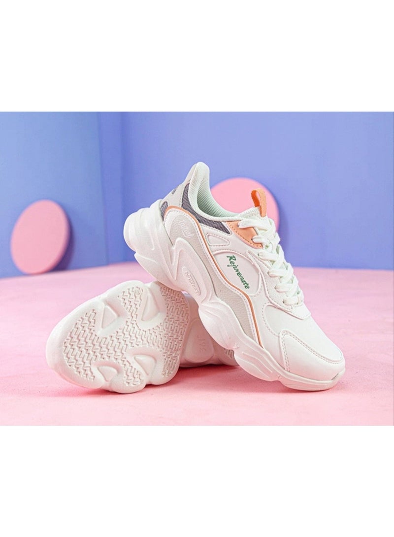 361 Degrees 361° Women's Running Shoes, White with Peach and Grey Accents - Image 4