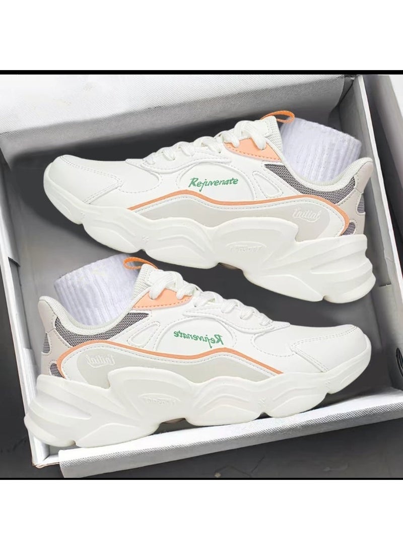 361 Degrees 361° Women's Running Shoes, White with Peach and Grey Accents - Image 2