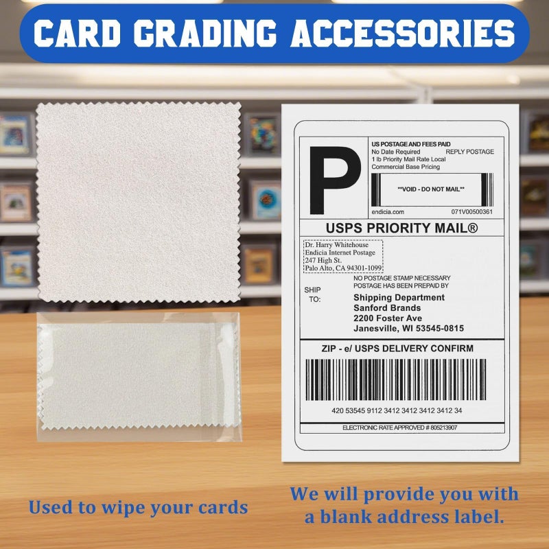 DEDC Card Grading Submission Kit, Card Grading Kit Shipping Box for PSA, CGC, SGC - 25 Semi Rigid Card Holders, 50 Card Sleeves, 1 Shipping Label + 1 Wiping Cloth - Image 5