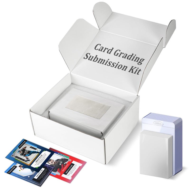 DEDC Card Grading Submission Kit, Card Grading Kit Shipping Box for PSA, CGC, SGC - 25 Semi Rigid Card Holders, 50 Card Sleeves, 1 Shipping Label + 1 Wiping Cloth - Image 1