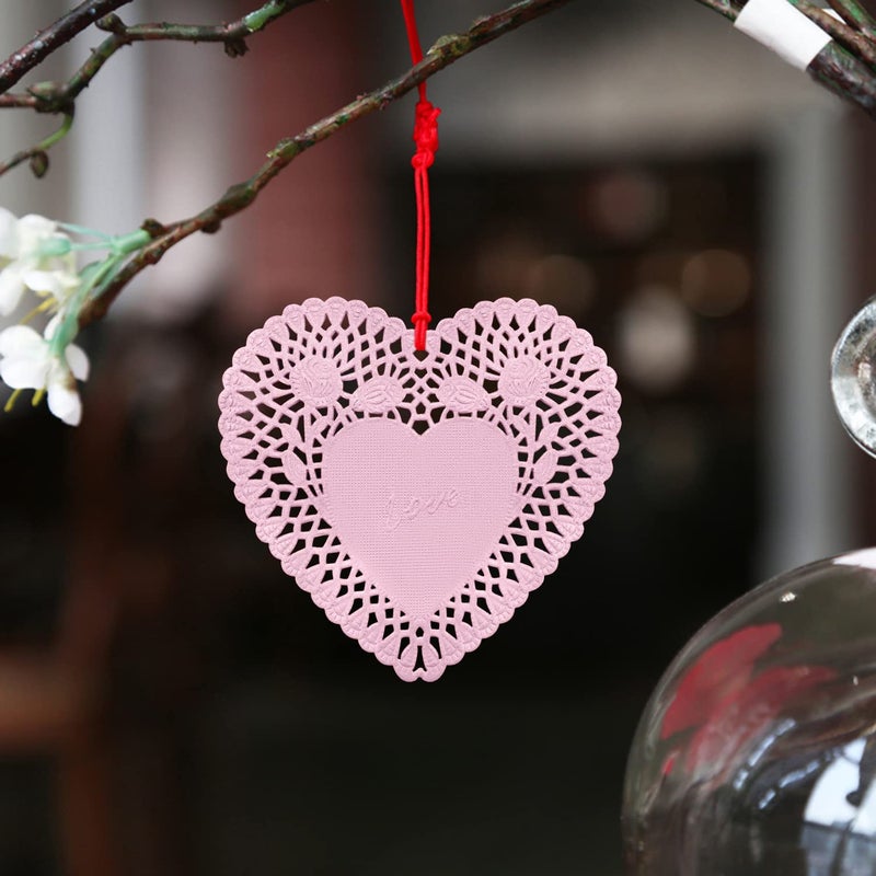 FUGUIR 180 Pcs 4 Inch Mini Valentine Heart Doilies Heart Shaped Paper Lace Doilies with 3 Colors Red Pink White Valentine Craft Gift Set for Wedding Birthday Party Decoration - Image 4
