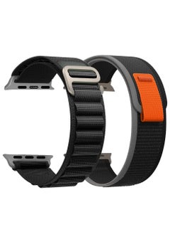 CATANES 2 Packs For Apple iWatch Bands Nylon Alpine and Trail Bands Compatible With Apple iWatch For Men Women Replacement Strap 49mm 45mm 44mm 42mm For iWatch Series Ultra/8/7/6/5/4/3/2/1/SE Black  - Image 2