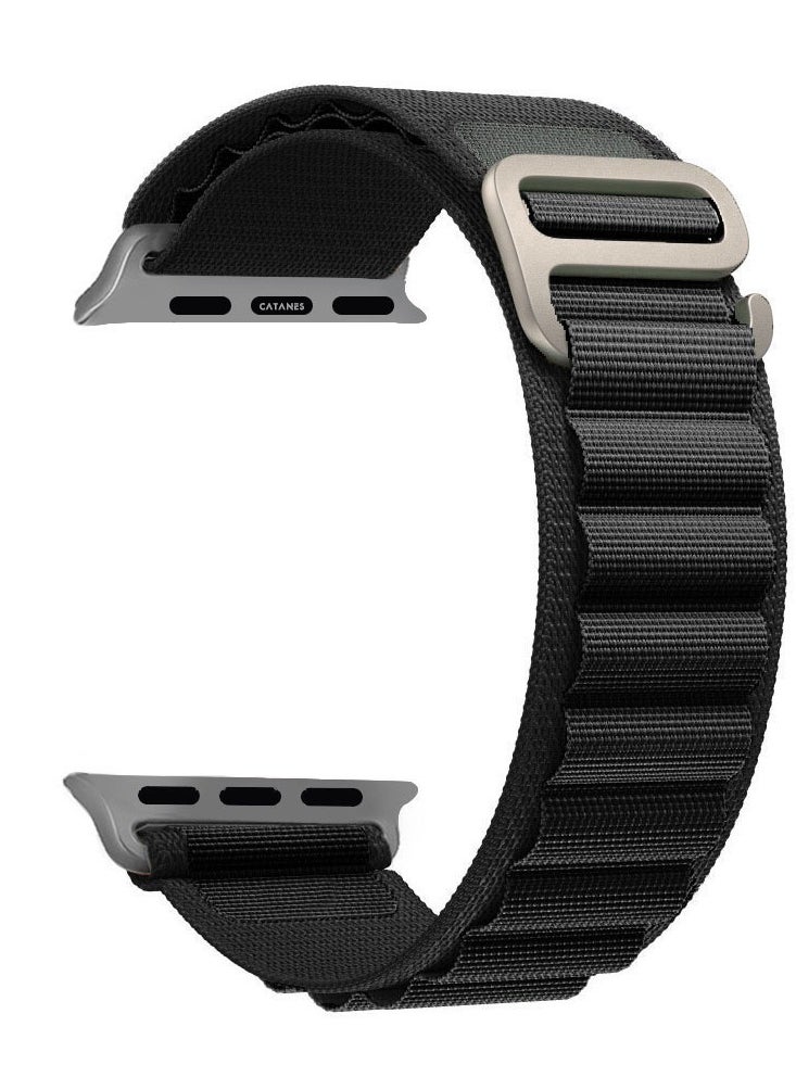 CATANES - 2 Packs For Apple iWatch Bands Nylon Alpine and Trail Bands Compatible With Apple iWatch For Men Women Replacement Strap 49mm 45mm 44mm 42mm For iWatch Series Ultra/8/7/6/5/4/3/2/1/SE Black - Image 1
