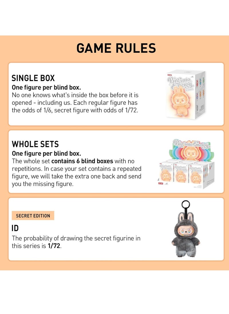 LABUBU The Monsters Big into Energy Series-Vinyl Plush Pendant Blind Box 6PCs Blind Box Figures, Random Design Action Figures Collectible Toys Home Decorations (Whole Set)