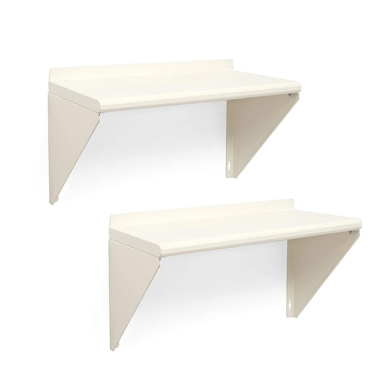 EQUAL Pack of 2 Mild Steel Multipurpose Wall Mount Shelf Book Shelf for Wall Wall Mounted Storage Shelf for Kitchen Bathroom Bedroom Office 50x26cm White - Image 1