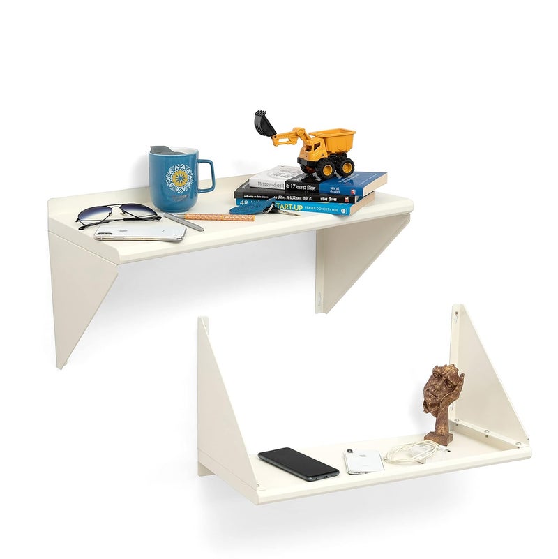 EQUAL Pack of 2 Mild Steel Multipurpose Wall Mount Shelf Book Shelf for Wall Wall Mounted Storage Shelf for Kitchen Bathroom Bedroom Office 50x26cm White - Image 4