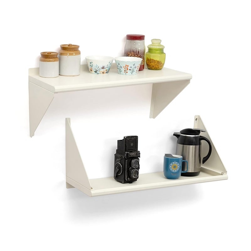 EQUAL Pack of 2 Mild Steel Multipurpose Wall Mount Shelf Book Shelf for Wall Wall Mounted Storage Shelf for Kitchen Bathroom Bedroom Office 50x26cm White - Image 3