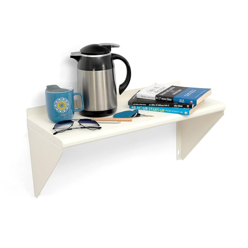 EQUAL Pack of 2 Mild Steel Multipurpose Wall Mount Shelf Book Shelf for Wall Wall Mounted Storage Shelf for Kitchen Bathroom Bedroom Office 50x26cm White - Image 5