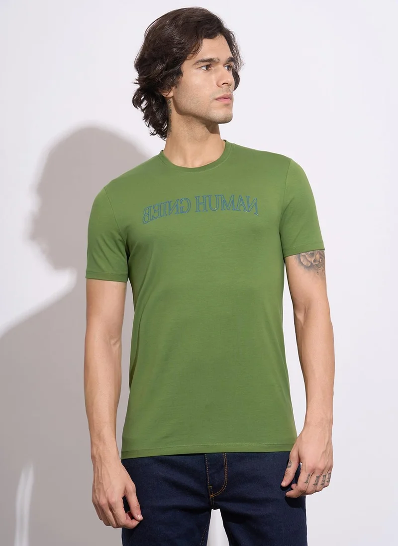 Being Human Men Typography Printed Round Neck Slim Fit T-shirt