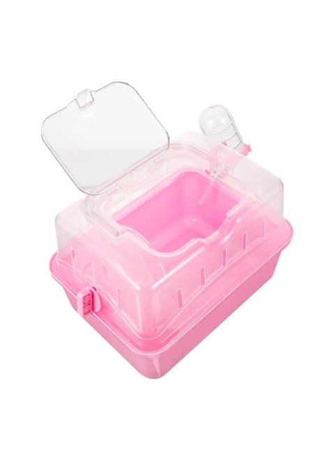 Hamster Cage Clear Container Small Container Clear Stand Pet Carrying Box Transparent Hamster Case Hamster Travel Carrier Fully Transparent Carrying Case Box Bracket Pink Plastic