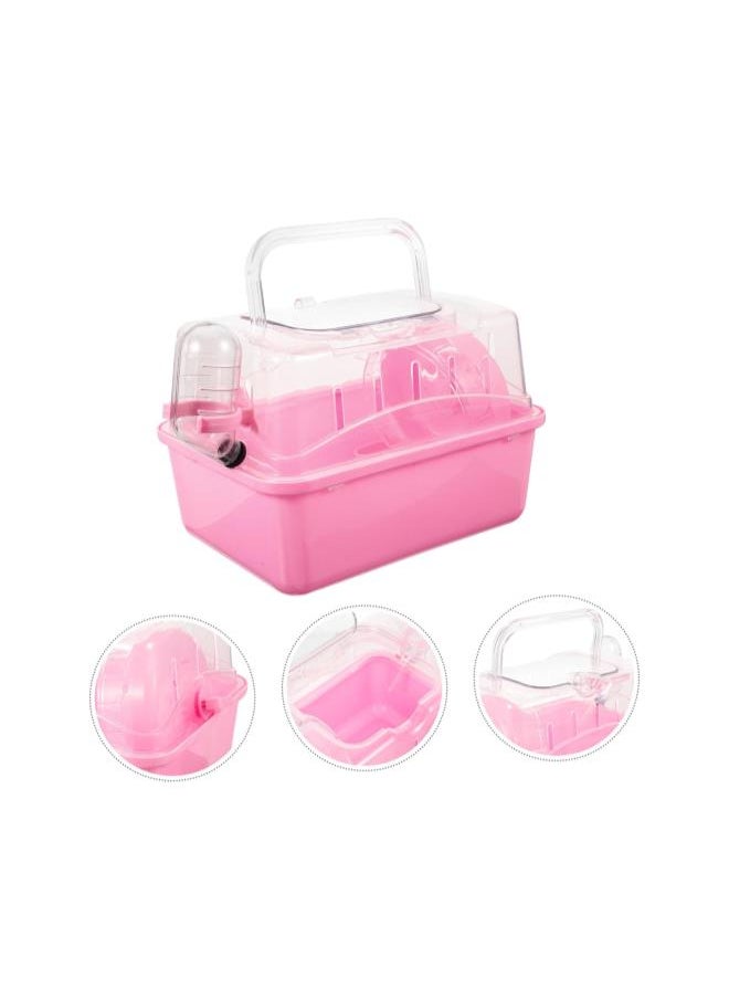 Generic - Hamster Cage Clear Container Small Container Clear Stand Pet Carrying Box Transparent Hamster Case Hamster Travel Carrier Fully Transparent Carrying Case Box Bracket Pink Plastic - Image 1