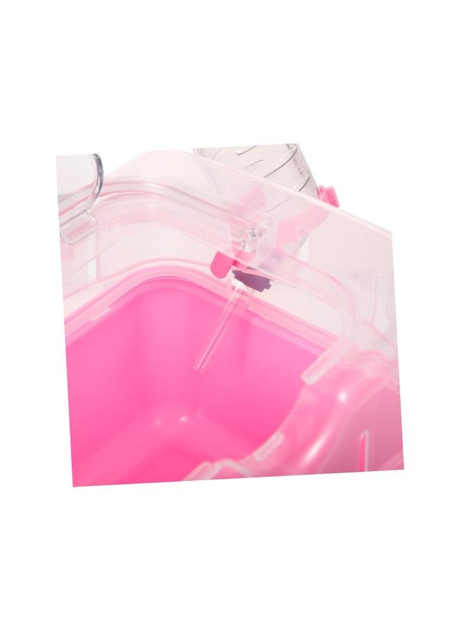 Generic - Hamster Cage Clear Container Small Container Clear Stand Pet Carrying Box Transparent Hamster Case Hamster Travel Carrier Fully Transparent Carrying Case Box Bracket Pink Plastic - Image 1