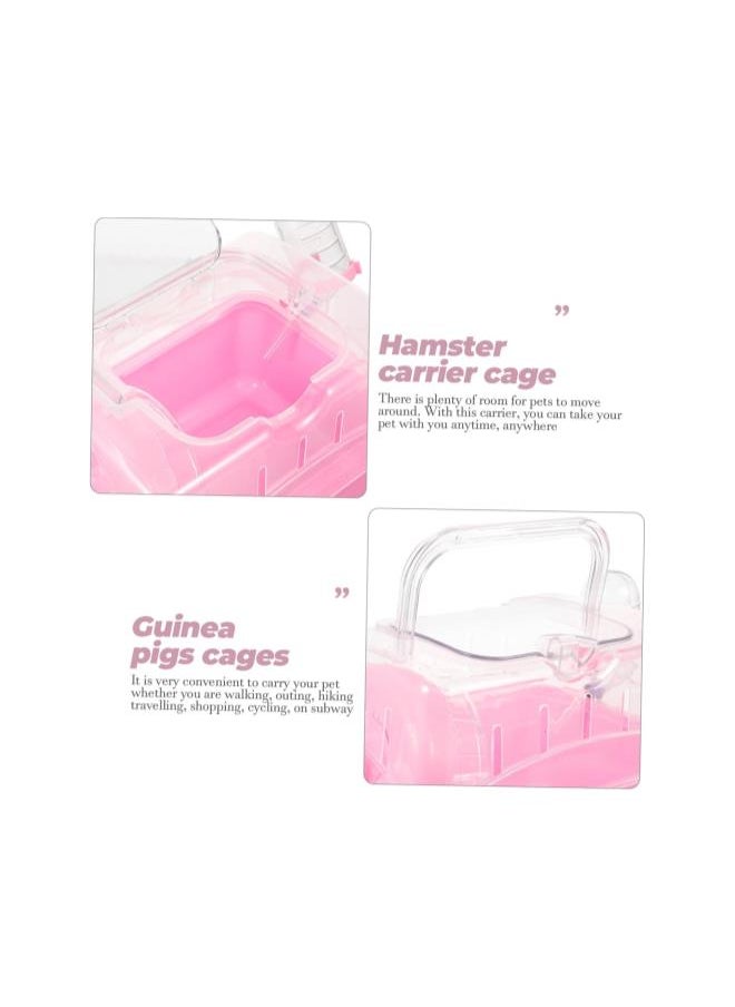 Generic - Hamster Cage Clear Container Small Container Clear Stand Pet Carrying Box Transparent Hamster Case Hamster Travel Carrier Fully Transparent Carrying Case Box Bracket Pink Plastic - Image 1