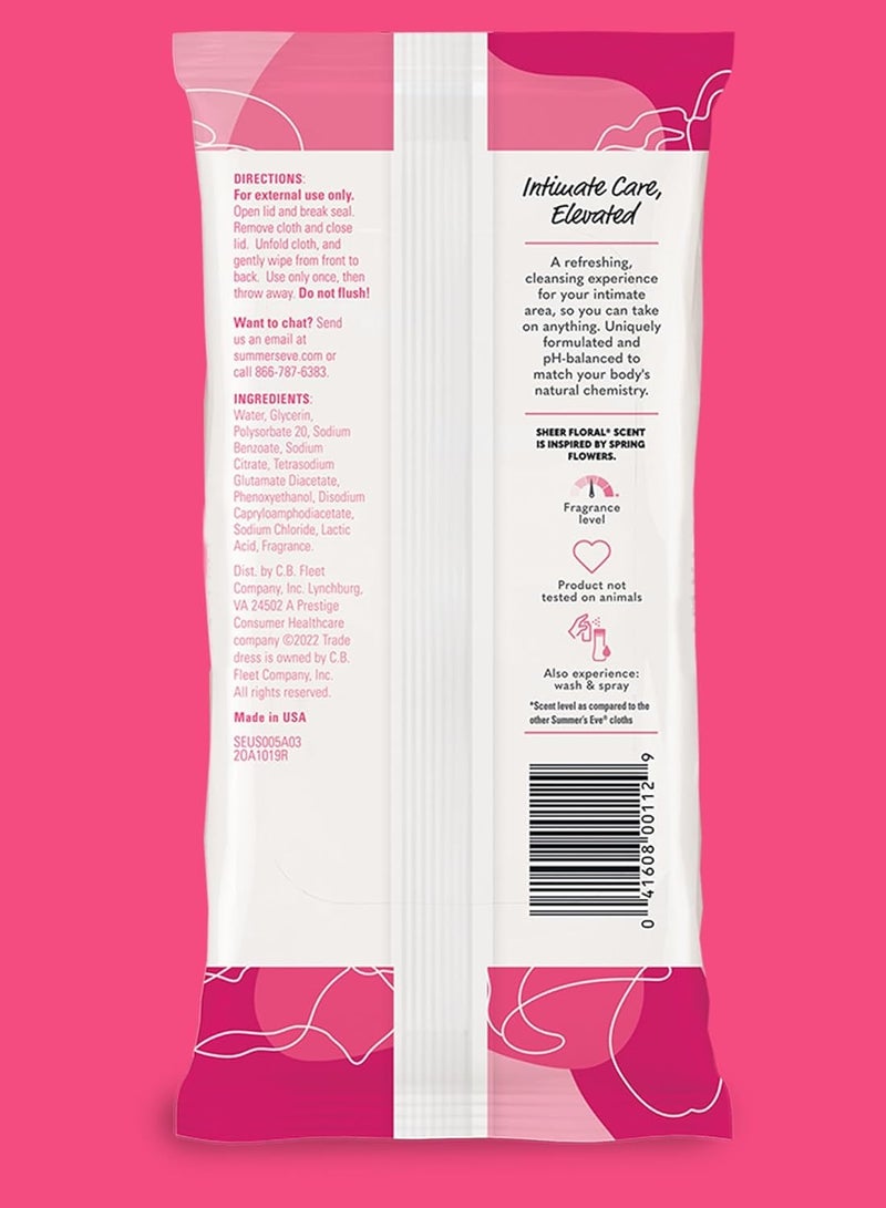 سمرز إيف مناديل سمرز إيف شير فلورال اليومية للنساء، تزيل الروائح، متوازنة الحموضة، 32 منديلًا - Image 2