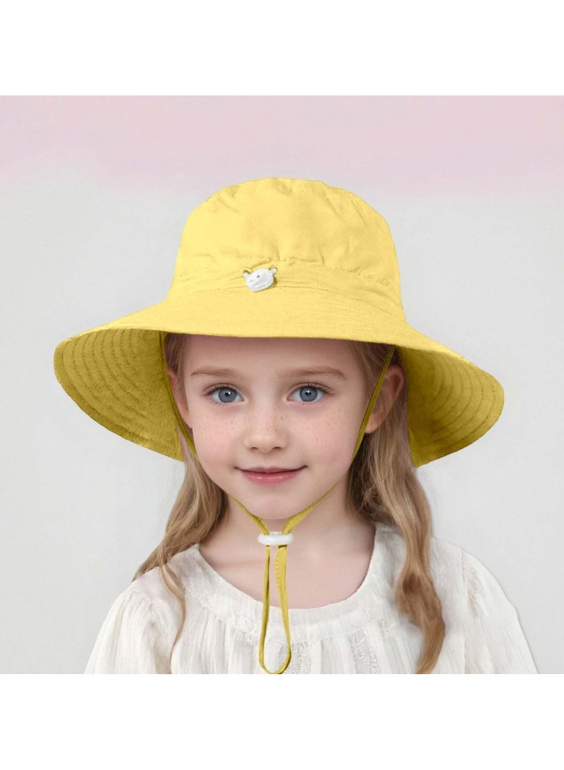 CMGTYYD. قبعة دلو للبنات والأولاد قبعة شمسية صيفية شاطئية صيفية بألوان سادة خفيفة الوزن قابلة للتنفس وقبعات شمسية خفيفة الوزن وقابلة للتنفس وإكسسوارات صيفية للشاطئ مع قبعة شمسية قابلة للتعديل للذقن للأطفال من 4-7 سنوات - Image 2