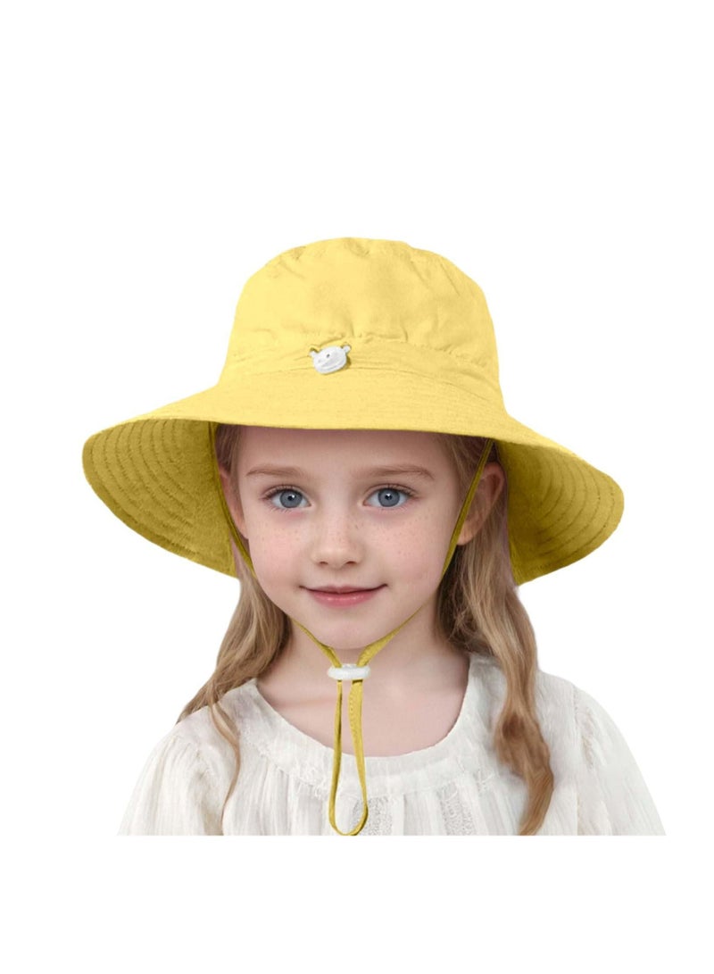 CMGTYYD. قبعة دلو للبنات والأولاد قبعة شمسية صيفية شاطئية صيفية بألوان سادة خفيفة الوزن قابلة للتنفس وقبعات شمسية خفيفة الوزن وقابلة للتنفس وإكسسوارات صيفية للشاطئ مع قبعة شمسية قابلة للتعديل للذقن للأطفال من 4-7 سنوات - Image 1