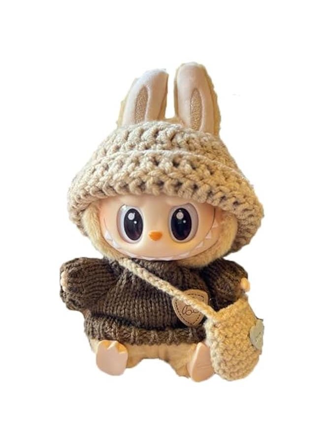 Arabest Labubu Clothes – Luxury Chic Style Set for 17cm Labubu Dolls, High-End Fashion, 17cm labubu Dolls Accessories, Premium Labubu Outfit with Accessories (Coffee Color) 