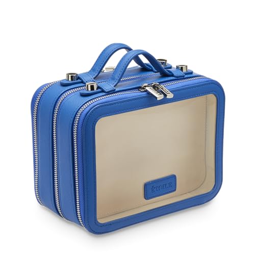 ETOILE Small Twin Cosmetic Case Cobalt Dual Compartment Cosmetic Beauty Organizer Toiletry Case - Image 1