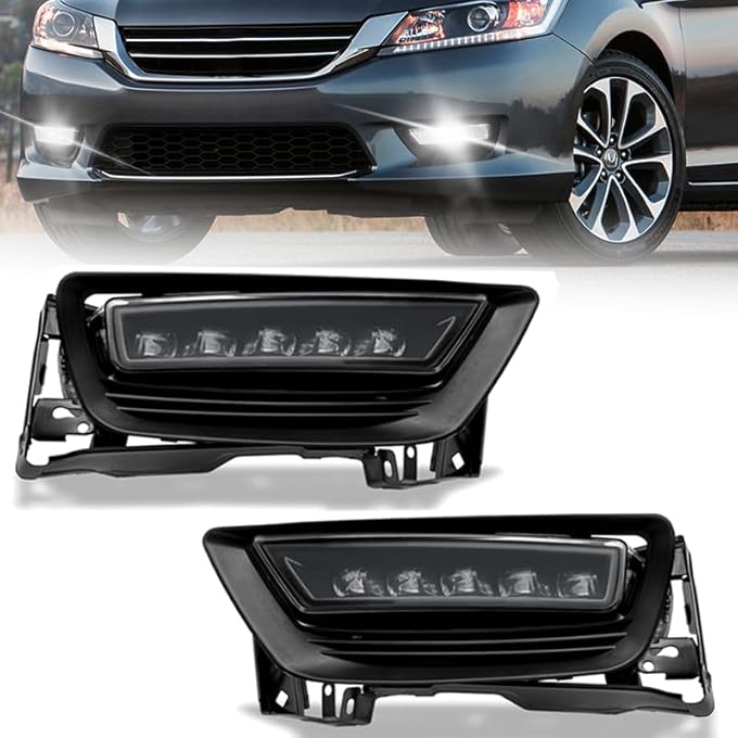 بوكسلايت مصابيح ضباب LED مناسبة لسيارة هوندا أكورد سيدان 4 أبواب موديلات 2013 و2014 و2015، زوج واحد من مصابيح القيادة الأمامية مع مفتاح تشغيل/إيقاف تشغيل عدسة شفافة - Image 3