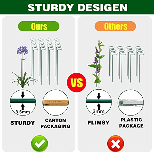 Thealyn 12 Pack 16 Inch Plant Support Stakes, Metal Single stemmed Flower Support Hoops，Garden Plant Stakes Plant Prop for Amaryllis Orchid Lily Rose Peony Tomatoes Gladiolus - Image 2