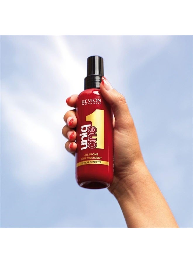 Revlon Professional UniqOne Hair Treatment Classic Duo Pack, Spray Treatment for More Volume, Smoothness & Better Combability, Hair Care without Rinsing, Helps Prevent Split Ends, 2 x 150 ml - Image 5