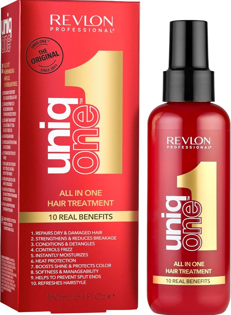 Revlon Professional UniqOne Hair Treatment Classic Duo Pack, Spray Treatment for More Volume, Smoothness & Better Combability, Hair Care without Rinsing, Helps Prevent Split Ends, 2 x 150 ml - Image 2