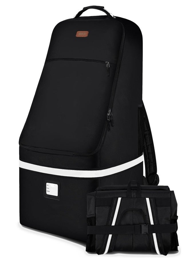 SINVICKO Car Seat Travel Bag,Padded Car Seats Backpack with Steel Cable Handle and Reflective Stripes, Large Durable Carseat Carrier Bag,Airport Gate Check Bag,Infant Seat Travel Bag with Shoulder Strap,Black - Image 1