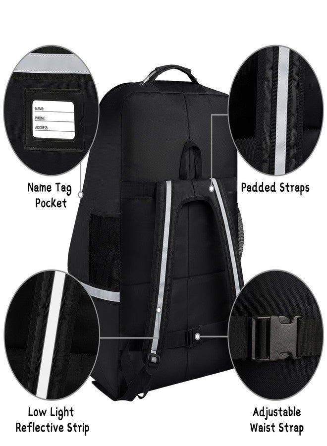 SINVICKO Car Seat Travel Bag,Padded Car Seats Backpack with Steel Cable Handle and Reflective Stripes, Large Durable Carseat Carrier Bag,Airport Gate Check Bag,Infant Seat Travel Bag with Shoulder Strap,Black - Image 4
