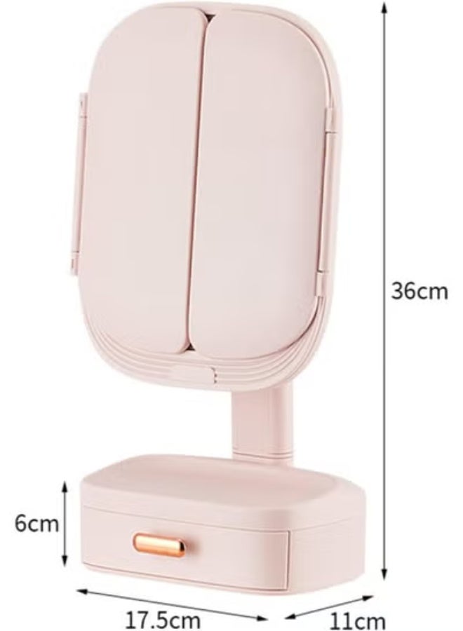 جاجيك Tri-Fold LED Makeup Mirror with Touch Screen | 1X/2X/3X Magnification, 180° Rotation & Dual Power Options | Foldable Lighted Vanity Mirror for Beauty, Grooming & Travel - Image 2