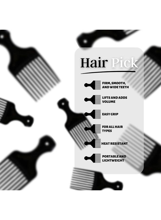 Vakly - Plastic Hair Pick Comb – Wide Tooth Afro Lift Picks - Pack of 4 Combs - 5.25 Inch - for Hair Styling Lifting Detangling Adding Volume for Long Curly and Thick Hair, Wigs and Beards for Men & Women - Image 1