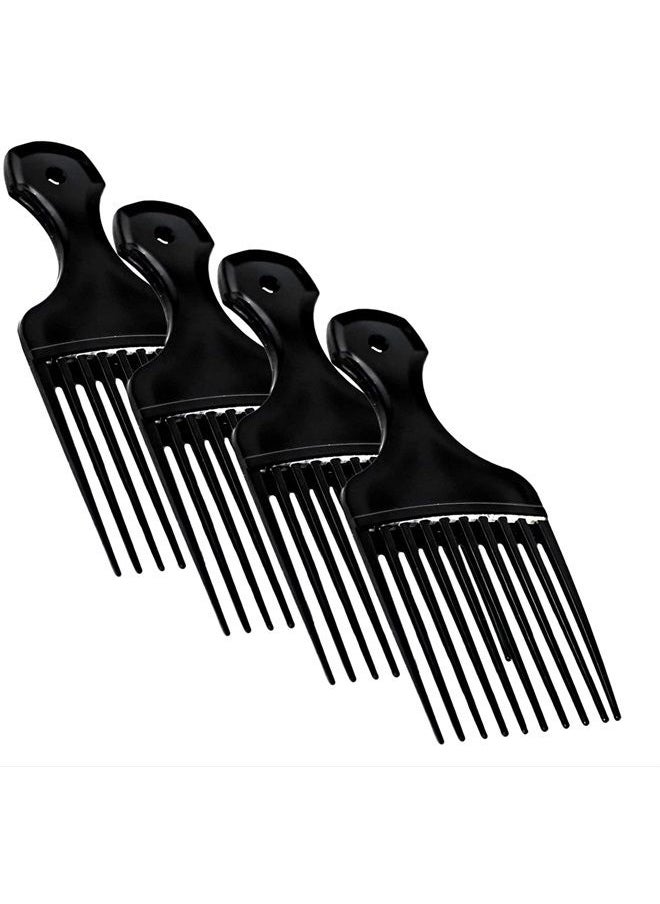 Vakly - Plastic Hair Pick Comb – Wide Tooth Afro Lift Picks - Pack of 4 Combs - 5.25 Inch - for Hair Styling Lifting Detangling Adding Volume for Long Curly and Thick Hair, Wigs and Beards for Men & Women - Image 1