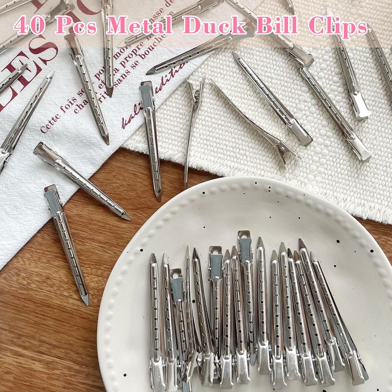 mythos 40 PCS 3.5 Inch Duck Billed Clips,Metal Alligator Curl Hair Clips with Holes for Styling, Coloring, Thick Hair Rollers, Salon Use,Alligator Clips for Women for Thick Hair & Thin Hair,Silver - Image 3