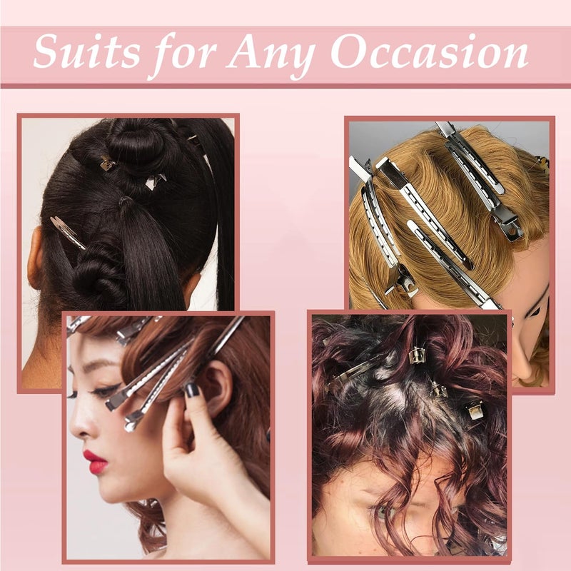 mythos 40 PCS 3.5 Inch Duck Billed Clips,Metal Alligator Curl Hair Clips with Holes for Styling, Coloring, Thick Hair Rollers, Salon Use,Alligator Clips for Women for Thick Hair & Thin Hair,Silver - Image 5