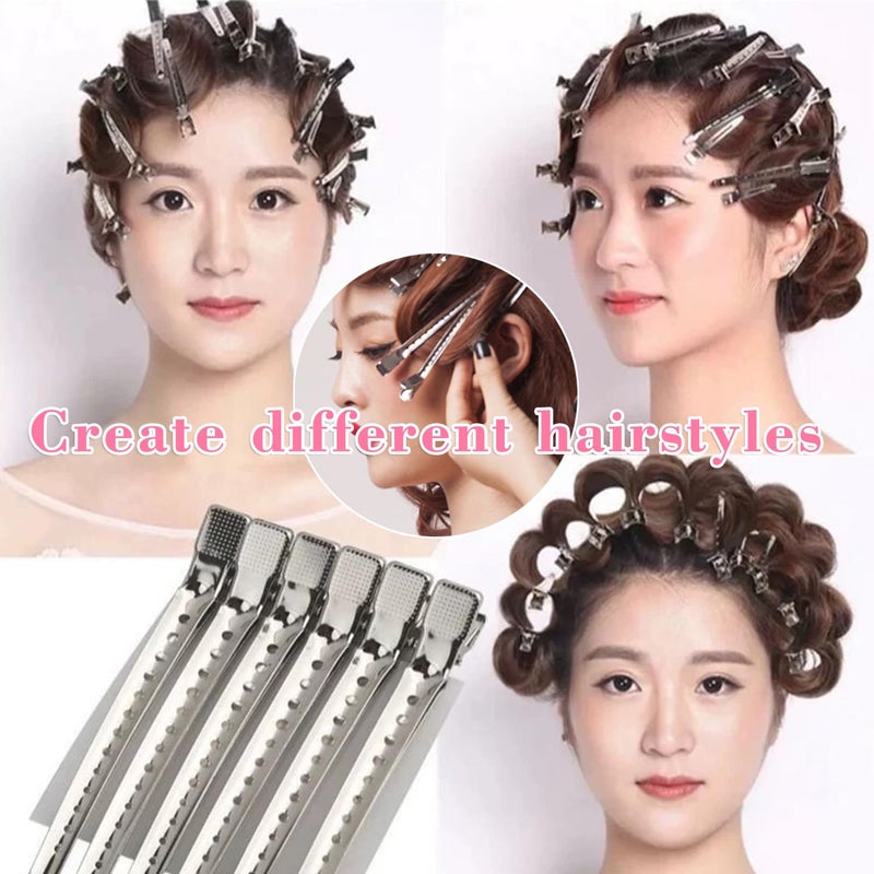 mythos 40 PCS 3.5 Inch Duck Billed Clips,Metal Alligator Curl Hair Clips with Holes for Styling, Coloring, Thick Hair Rollers, Salon Use,Alligator Clips for Women for Thick Hair & Thin Hair,Silver - Image 4