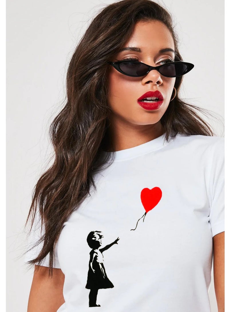 MERCH Banksy Girl with Balloon T-shirt With Iconic Street Art Graffiti Design - Image 1