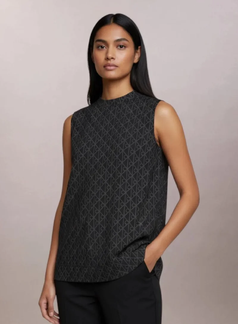 Jacquard Logo Sleeveless Top