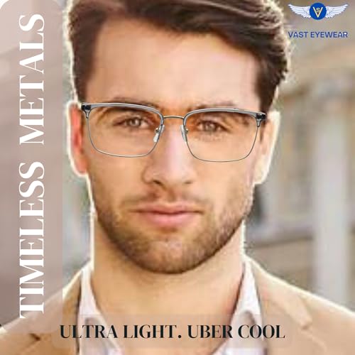 VAST Premium Blue Light Blocking Glasses | Gaming Filter | Transparent Metal Eyeglasses for Eye Protection| Frame For Men Specs Frame For Computer/Mobile/TV | Club Wear (GREY TRANSPARENT, Rectangular) - Image 2