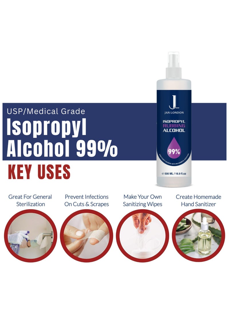 JAN LONDON Isopropyl Rubbing Alcohol, IPA 99.9% High Purity – Multipurpose Disinfectant & Cleaner for Surfaces, Electronics, First-Aid, and More – Fast Evaporating, Residue-Free, 500ml Spray  - Image 4